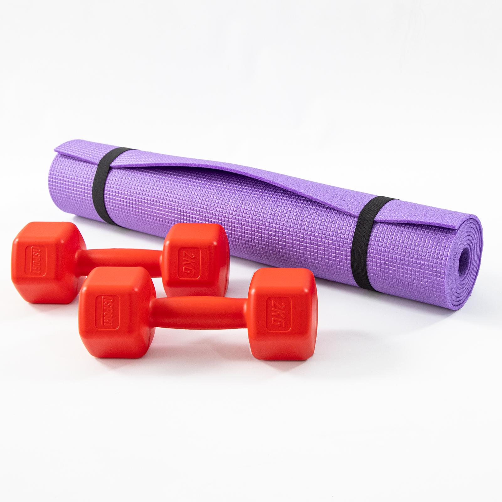 Килимок для йоги та фітнесу та гантелі для фітнесу 2 шт. по 2кг Osport Set 82 Фіолетово-червоний (n-0112) - фото 5 Килимок для йоги та фітнесу та гантелі для фітнесу 2 шт. по 2кг Osport Set 82 Фіолетово-червоний (n-0112) - фото 5