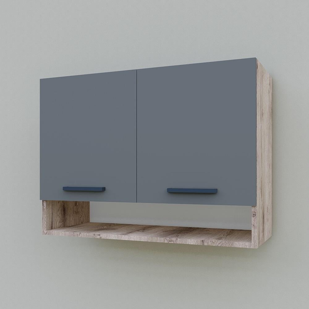 Шкаф навесной Opendoors МП3 для кухни с нишей под сушку 800 мм Графитовый/Аликанте (МП3/10)