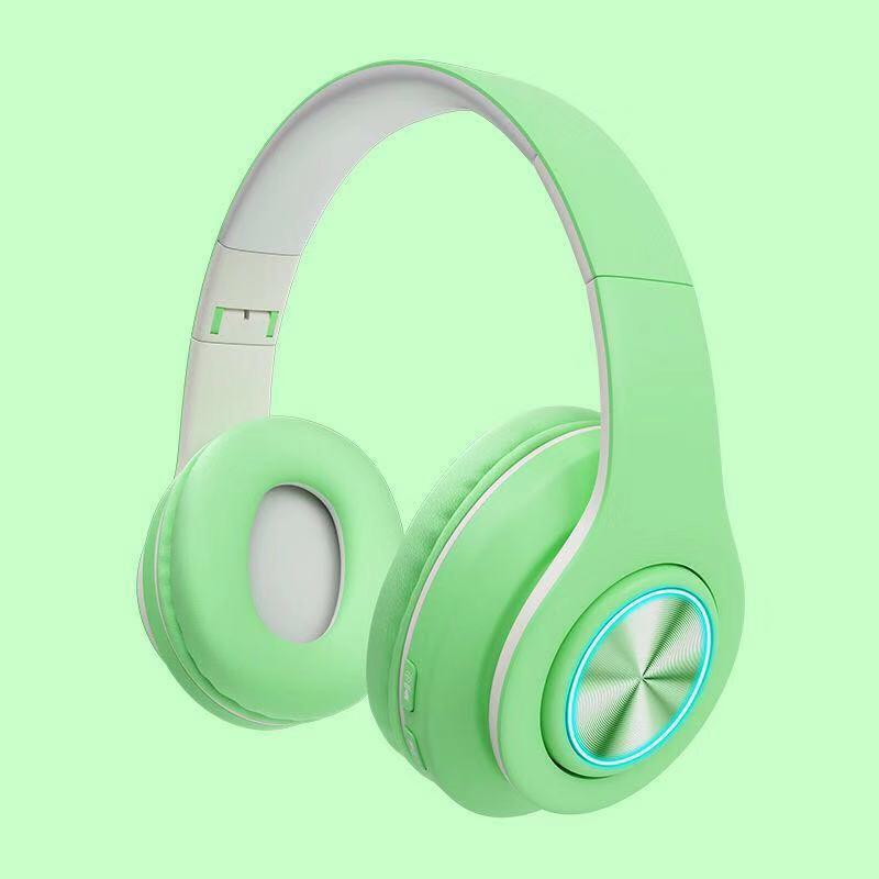 Наушники Bluetooth B39 с микрофоном и светодиодной подсветкой Зеленый - фото 2