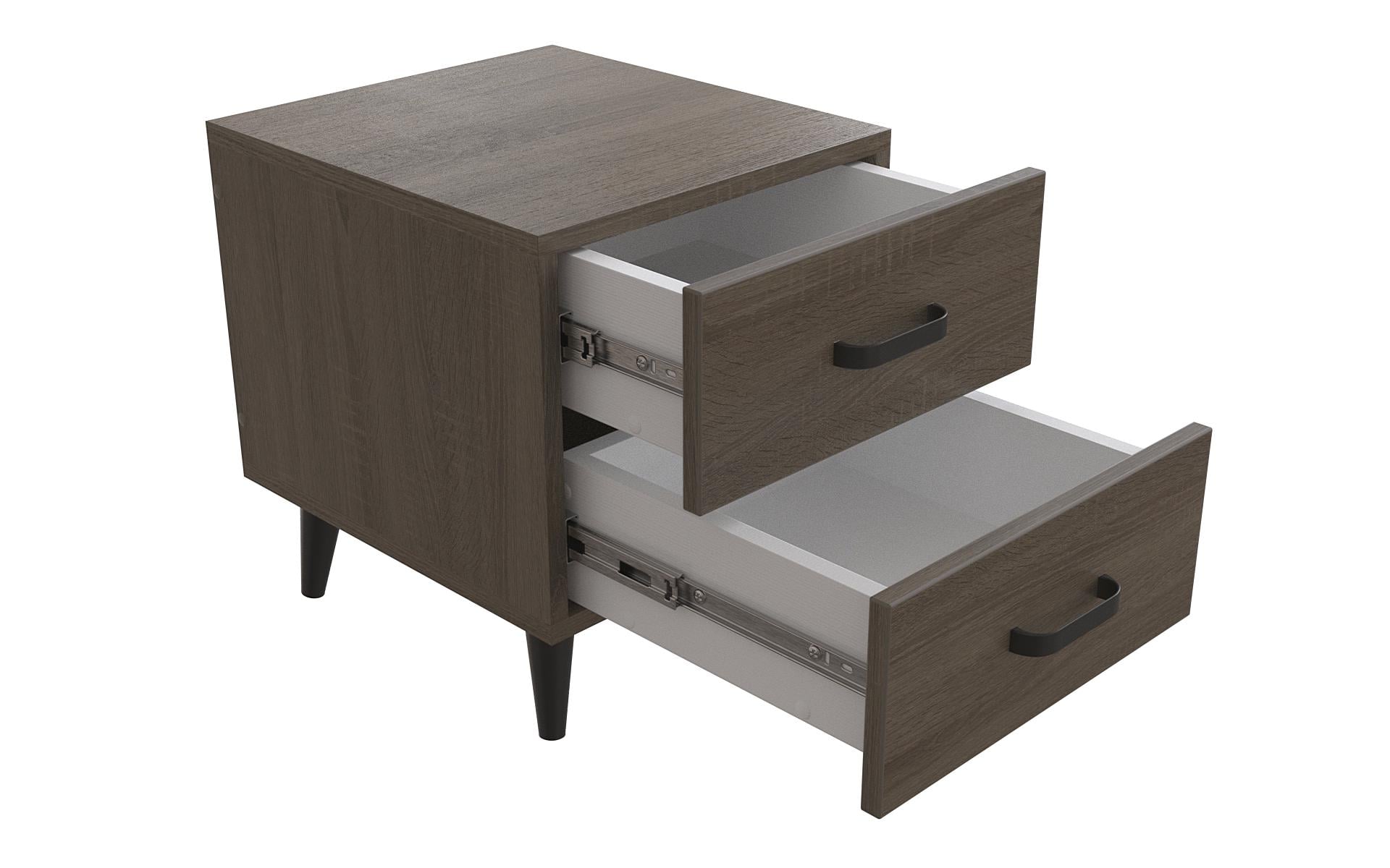 Тумба Ferrum-decor Вива 2 на конусных ножках металл/ДСП 16 мм 41x35x40 см Черный/Дуб Сонома Трюфель (FRD-106813)