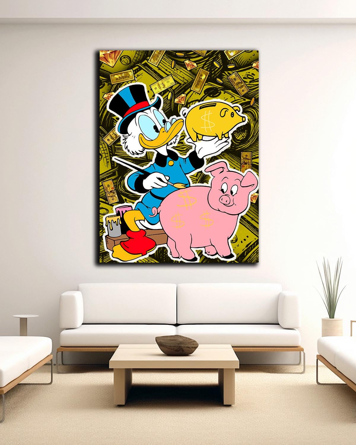 Картина для офиса Скрудж и золотая копилка 60х80 см (MIX-057-1)