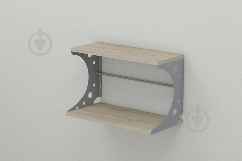 Полка настенная Ferrum-decor Букин 330x600x240 металл Серый ДСП Сонома 16 мм (BUK0039)