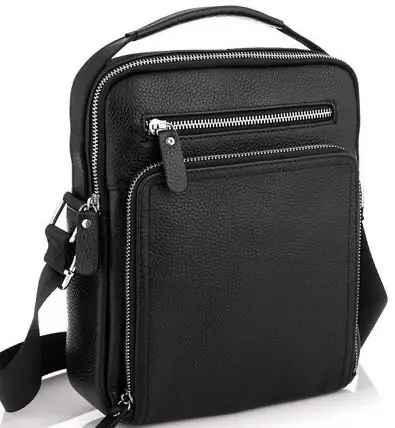 Сумка-барсетка кожаная через плечо Tiding Bag M2432 Черный
