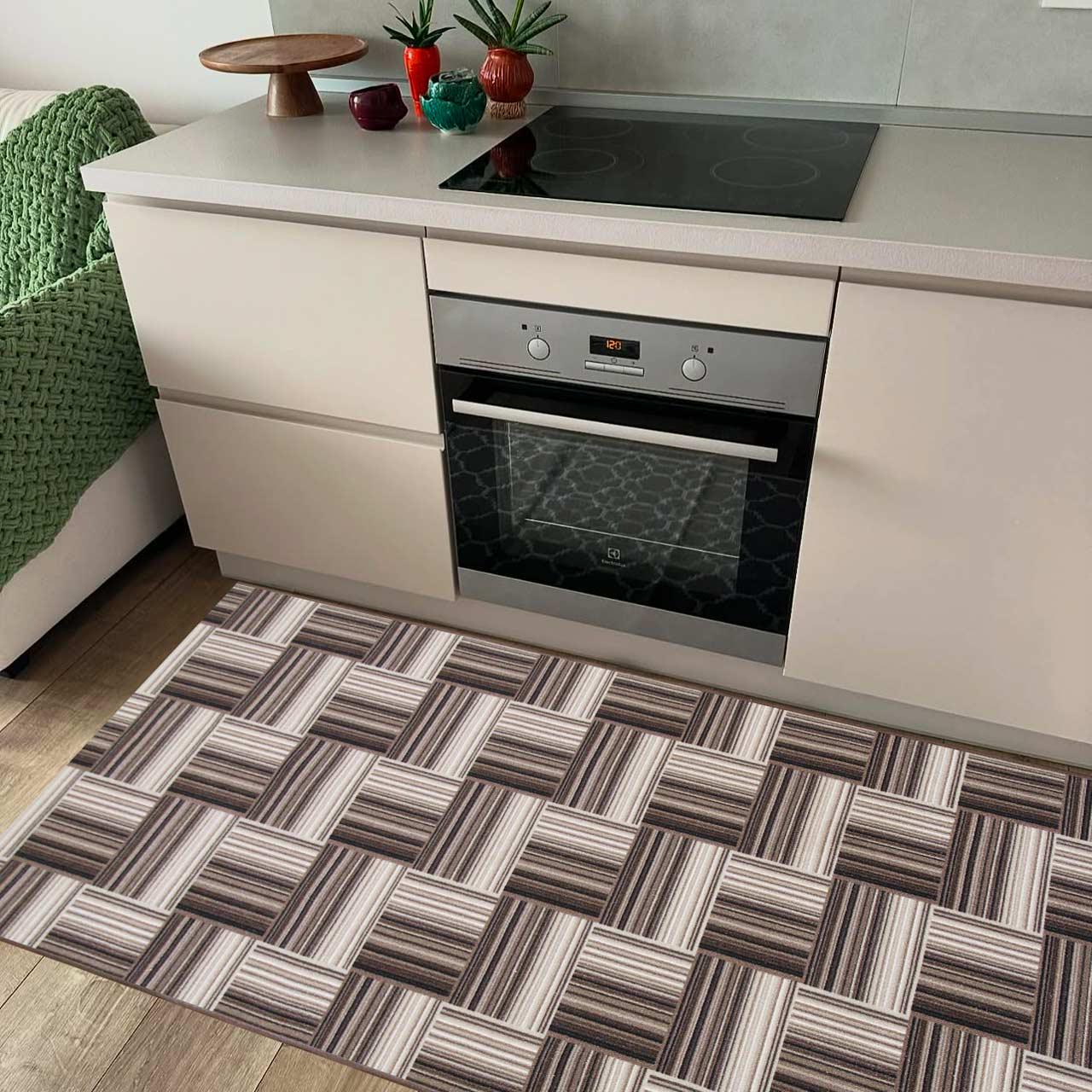 Килимова доріжка безворсова на повстяній основі Virtual Print Лабіринт-P3 2 м Коричневий/Бежевий - фото 2