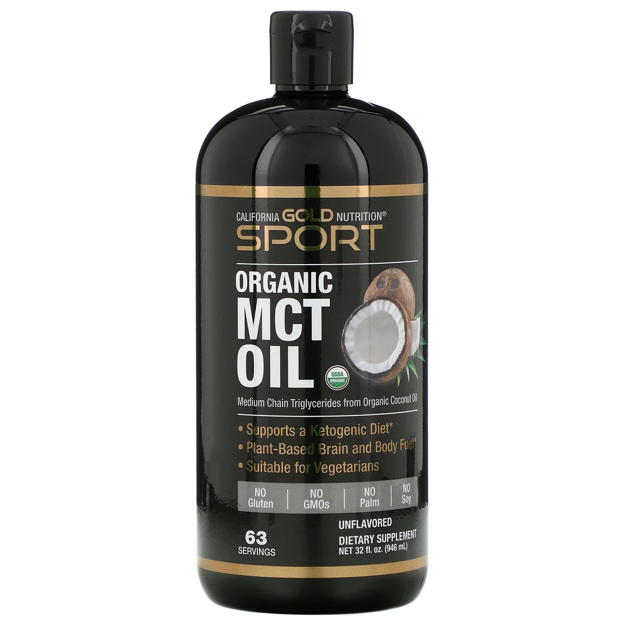 Органічна олія MCT California Gold Nutrition MCT Oil неароматизована для підтримки здоров'я 946 мл (1430617659)