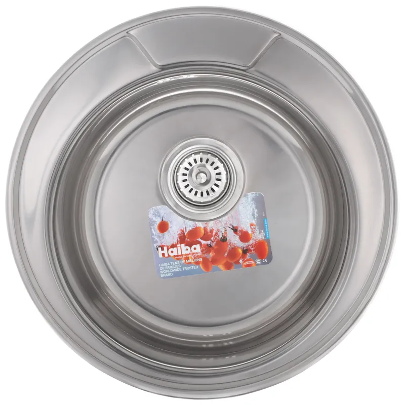 Мийка для кухні Haiba 490 polish кругла нержавіюча сталь (HB0533)
