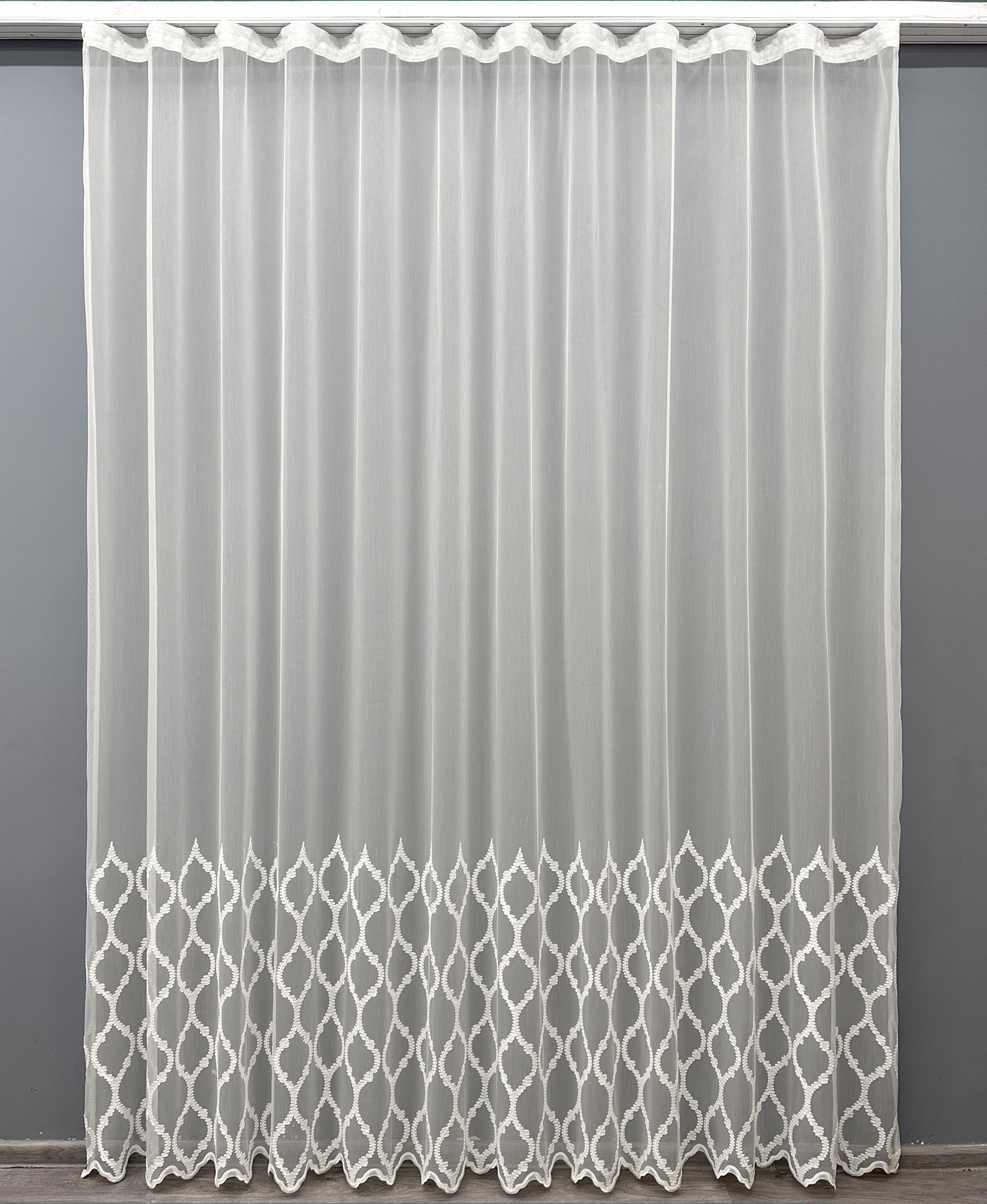 Тюль VR-Textil 1623т Бамбук с вышивкой 300х270 см Молочный (42-0588)