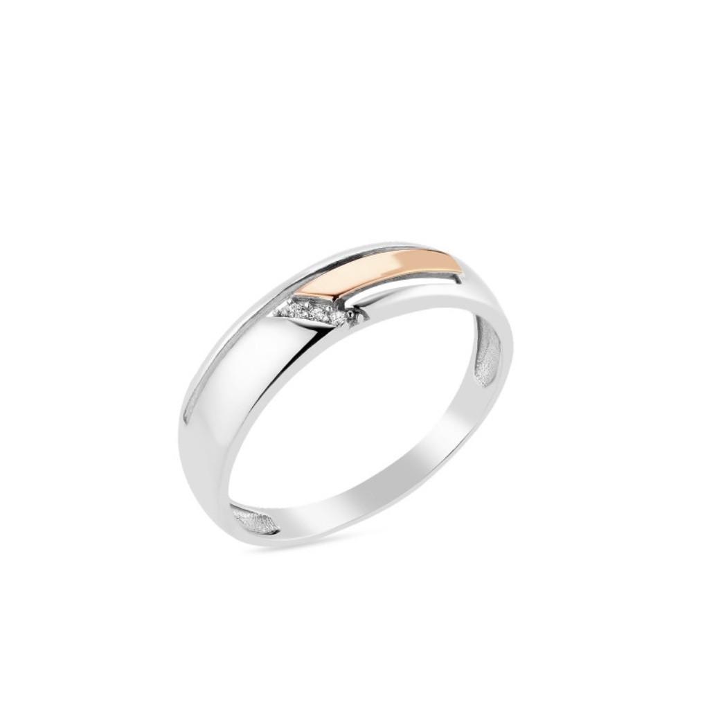 Кольцо с золотой пластиной с белыми камнями серебро 925 пробы золото 375 р. 18,5 (1672к) - фото 1 Кольцо с золотой пластиной с белыми камнями серебро 925 пробы золото 375 р. 18,5 (1672к) - фото 1