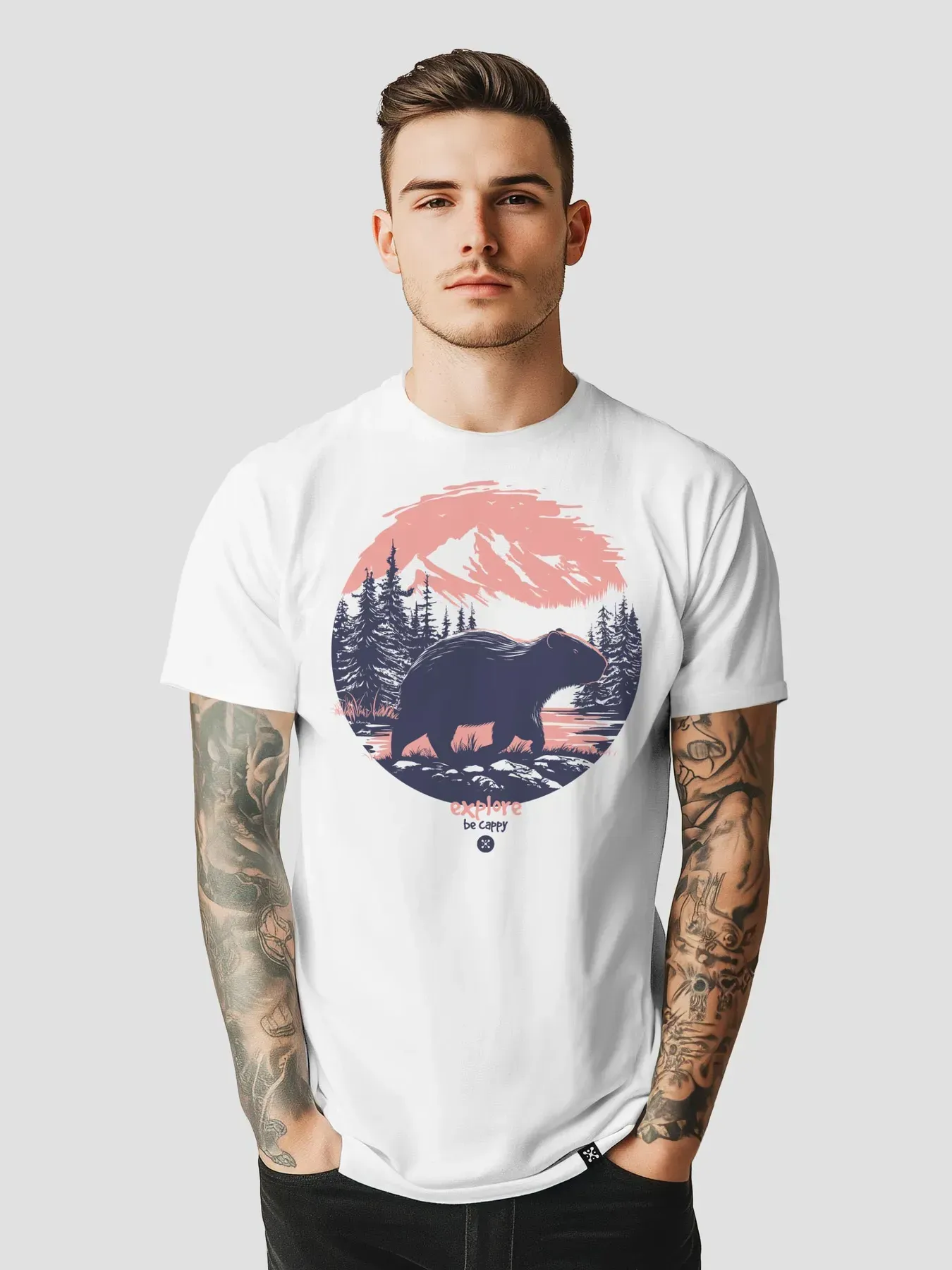 Футболка мужская Капибара "Explore, be Cappy" 3XL Белый (27198358)