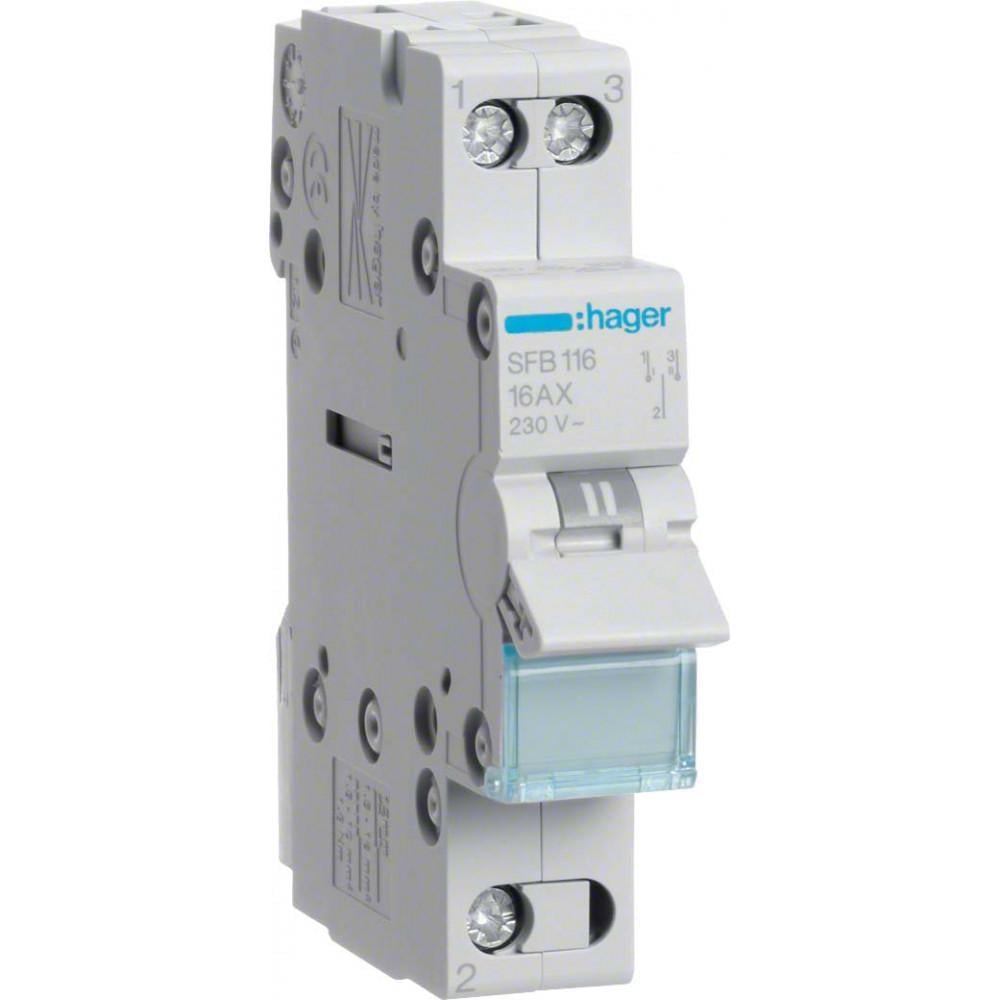 Переключатель Hager SFB116 I-0-II с общим выходом снизу 1P 16А/230В (00000045894)