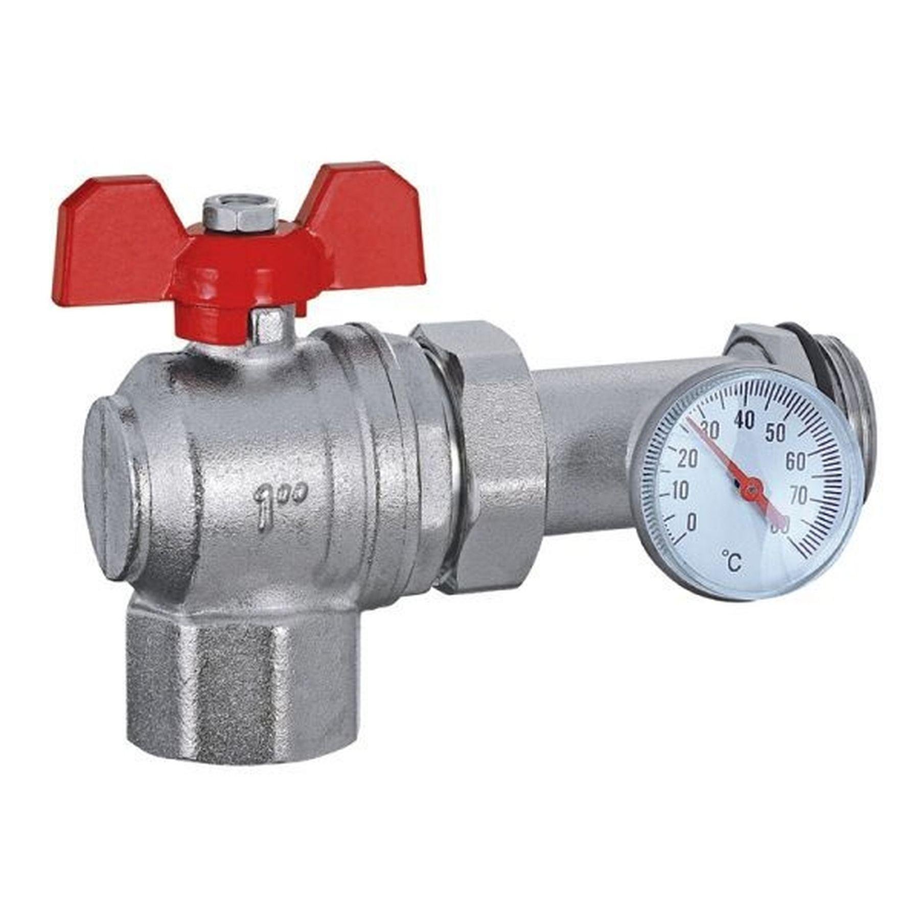 Кран-американка з муфтою під термометр Eco 01G-1 1" кутовий (000008823)