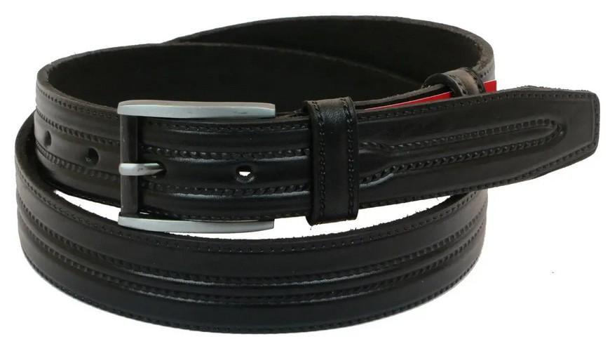 Ремень кожаный мужской Skipper 3,5 см Черный (super615_1038-35)