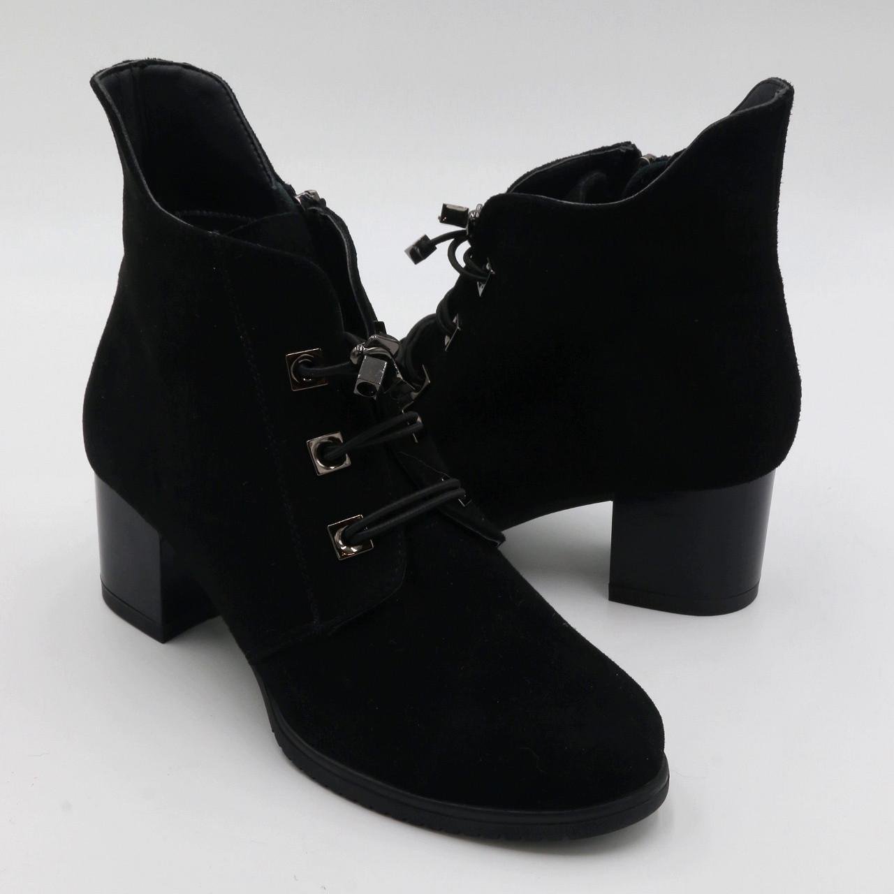 Черевики жіночі замшеві демісезонні Starmani 520 класичні на шнурках і бічним замком р. 36 Чорний (1130748733)