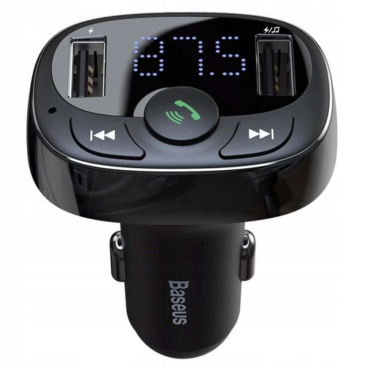 Зарядний пристрій автомобільний Baseus T typed Wireless MP3 charger з FM-модулятором Black (CCALL-TM01) - фото 1