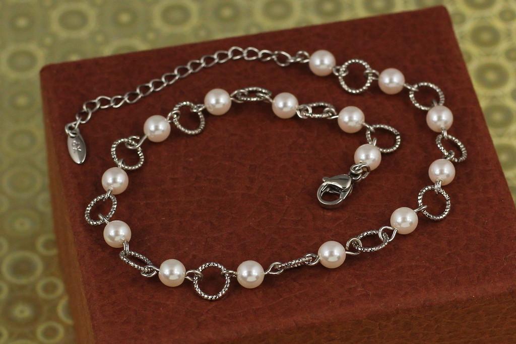 Браслет на ногу Xuping Jewelry с жемчугом 29 см Серебристый (2461647573)