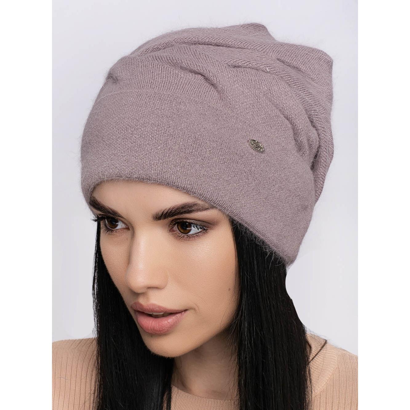 Шапка ангоровая женская Leks Фантазия one size Темно-пудровый - фото 1 Шапка ангоровая женская Leks Фантазия one size Темно-пудровый - фото 1