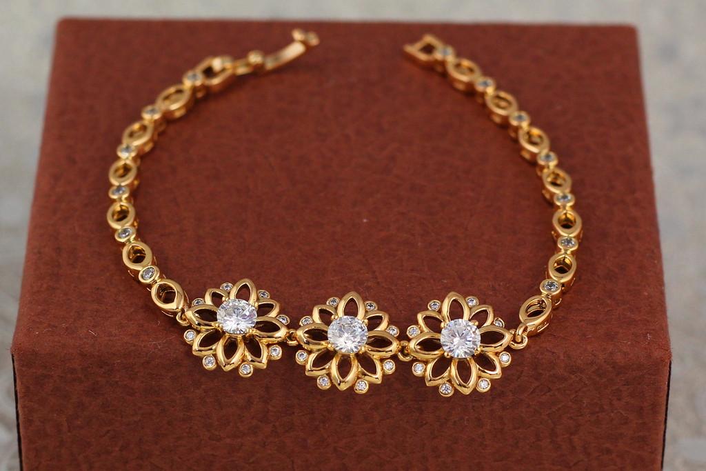 Браслет Xuping Jewelry Цветочное трио 18 см 1,3 см Золотистый (1699302784)