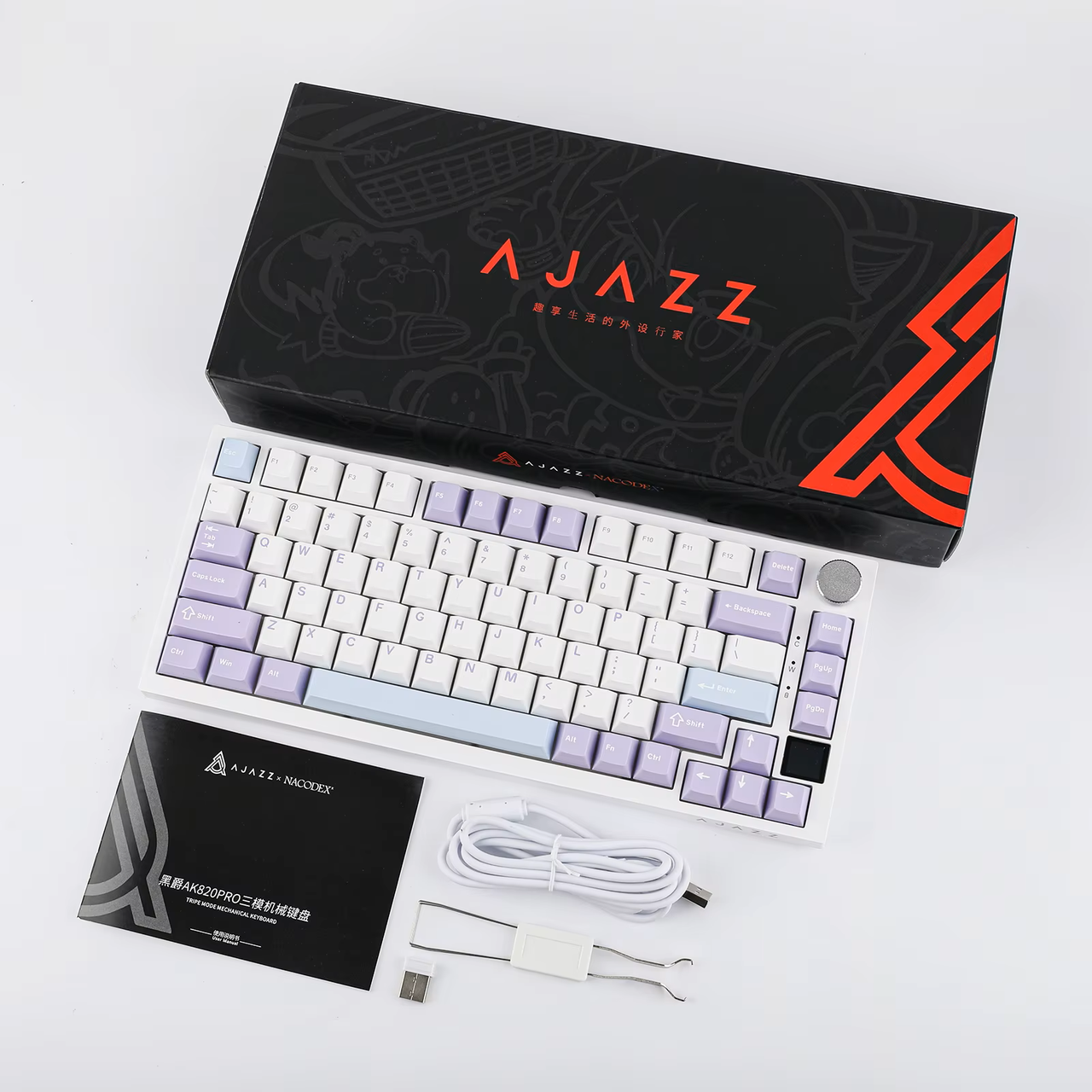 Клавиатура беспроводная AJAZZ AK820 PRO 75% Gift Switch Purple (2000159) - фото 10 Клавиатура беспроводная AJAZZ AK820 PRO 75% Gift Switch Purple (2000159) - фото 10
