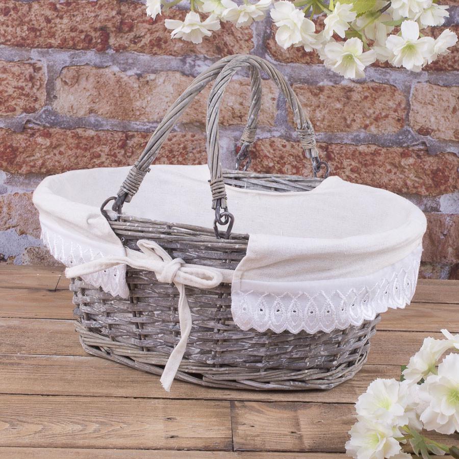 Корзина c тканью и подвижной ручкой (1551-1)