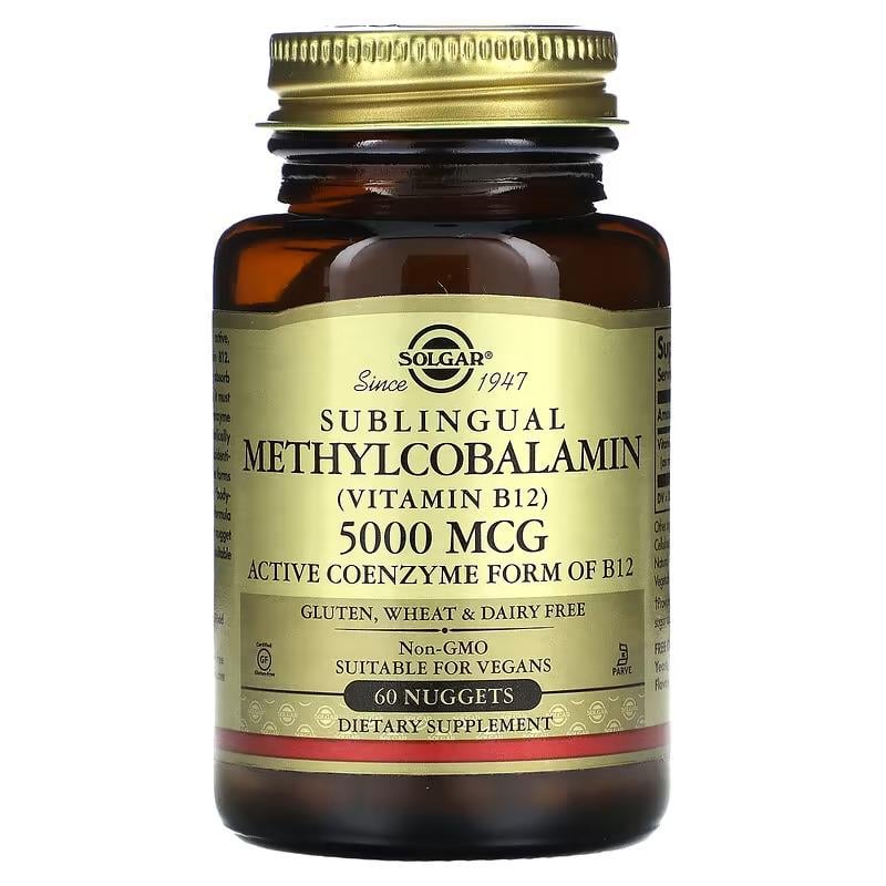 Кобаламин B-12 Solgar Sublingual Methylcobalamin 5,000 mcg 60 микротабл. (SOL-01959)