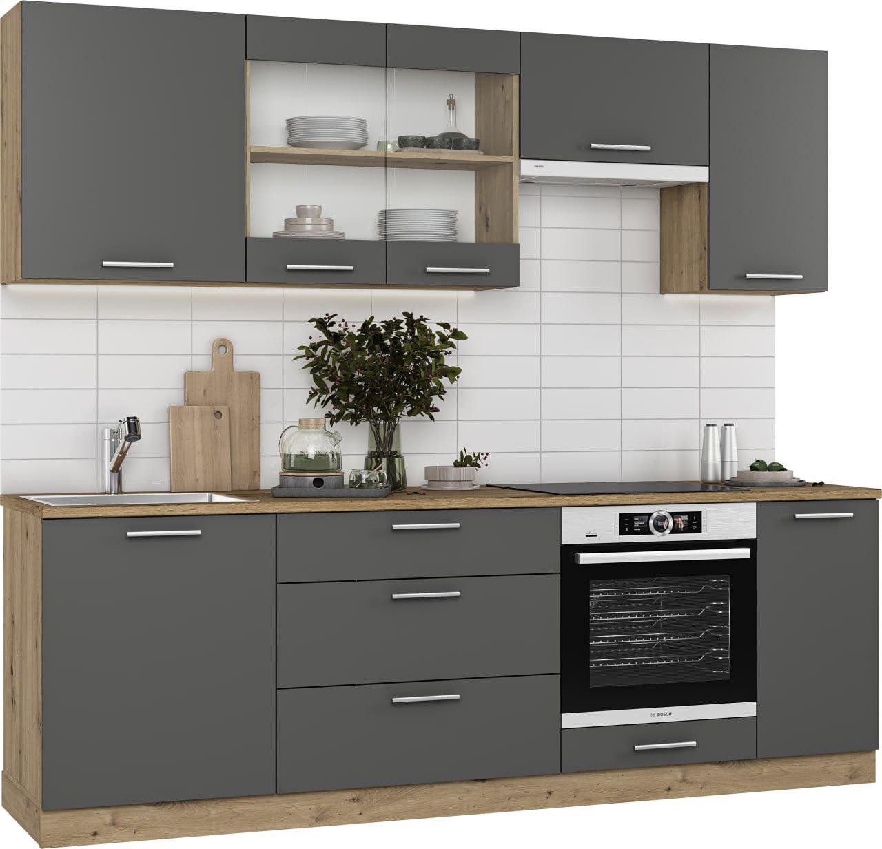 Кухня Win Мебель Селена со столешницей граф ит 2,4 м Дуб Артизан/Графитовый (27730414) - фото 2