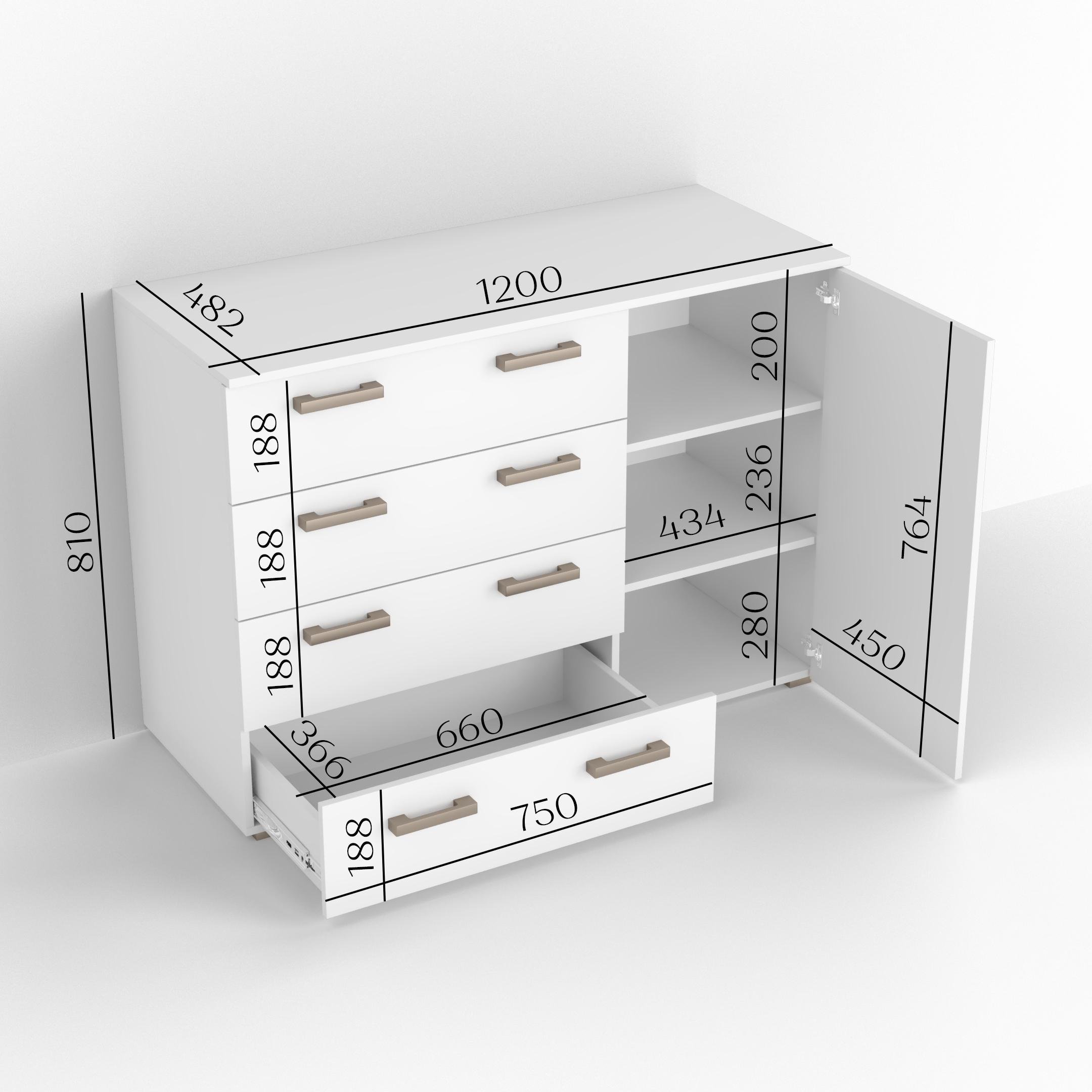 Комод Idea ТКБ-365.4 на 4 шухляди з дверима Бетон (26718336) - фото 3 Комод Idea ТКБ-365.4 на 4 шухляди з дверима Бетон (26718336) - фото 3