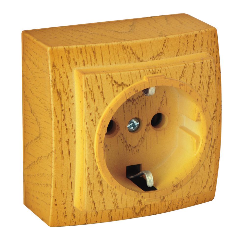 Розетка Nilson Themis одинарна з заземленням Дуб (26251017)