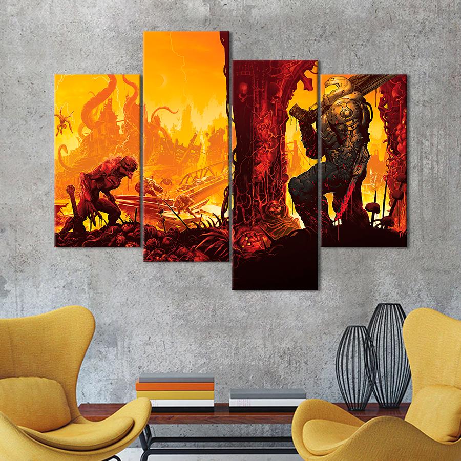 Настенний декор Адские монстры на постере игры Doom Eternal 129x90 см (A200-4)