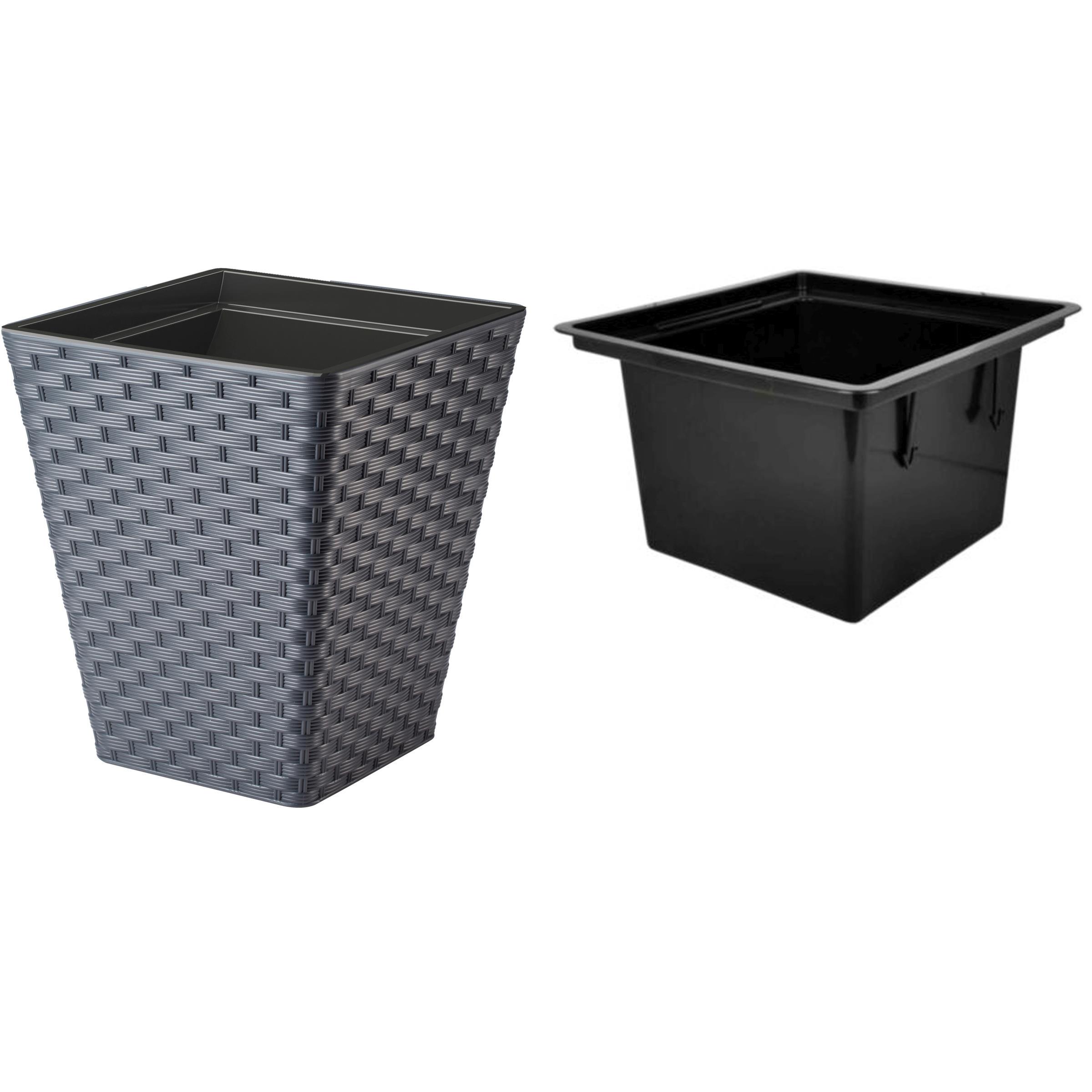 Горшок для цветов Rattana kwadro-40 Антрацит (3880-014) - фото 2 Горшок для цветов Rattana kwadro-40 Антрацит (3880-014) - фото 2