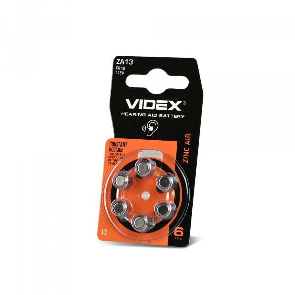 Батарейка повітряно цинкова Videx 6 шт. ZA13 (PR48)