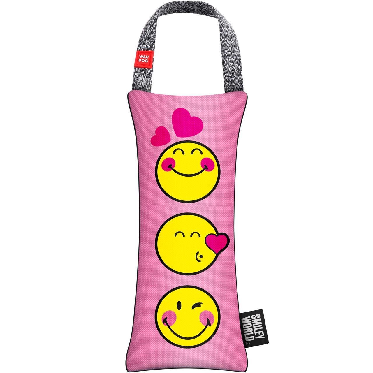 Игрушка для собак Waudog Fun с пискавкой рисунок "Смайлики на розовом" 11x26 см (631-0187)