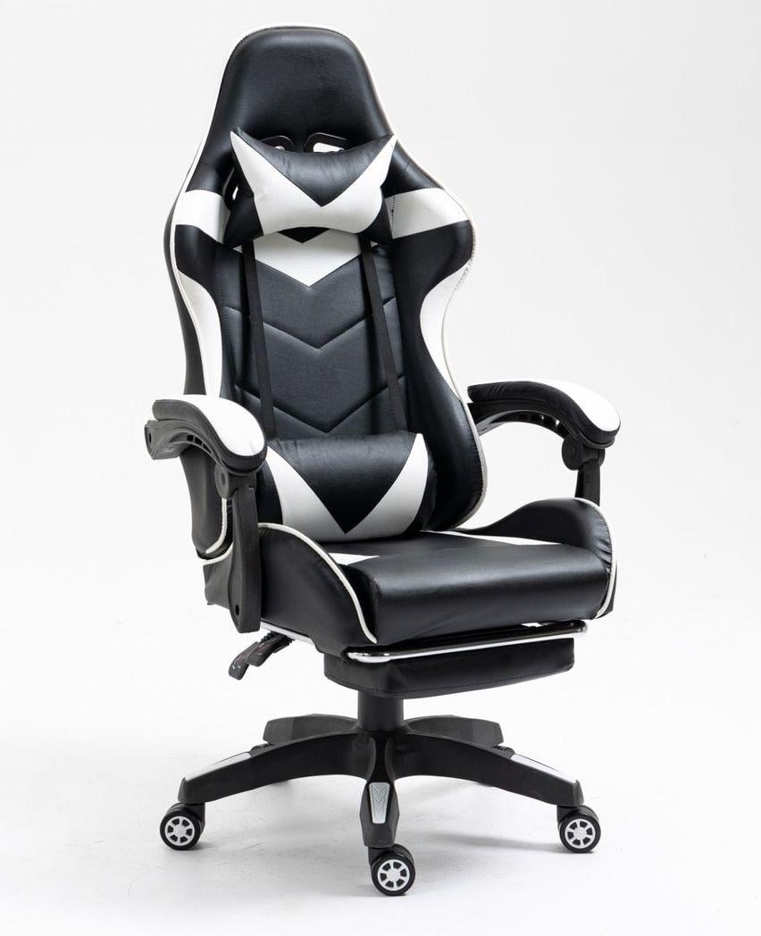 Кресло геймерское Bonro B810 Vecotti GT с подставкой для ног до 120 кг Белый/Черный (8709080)
