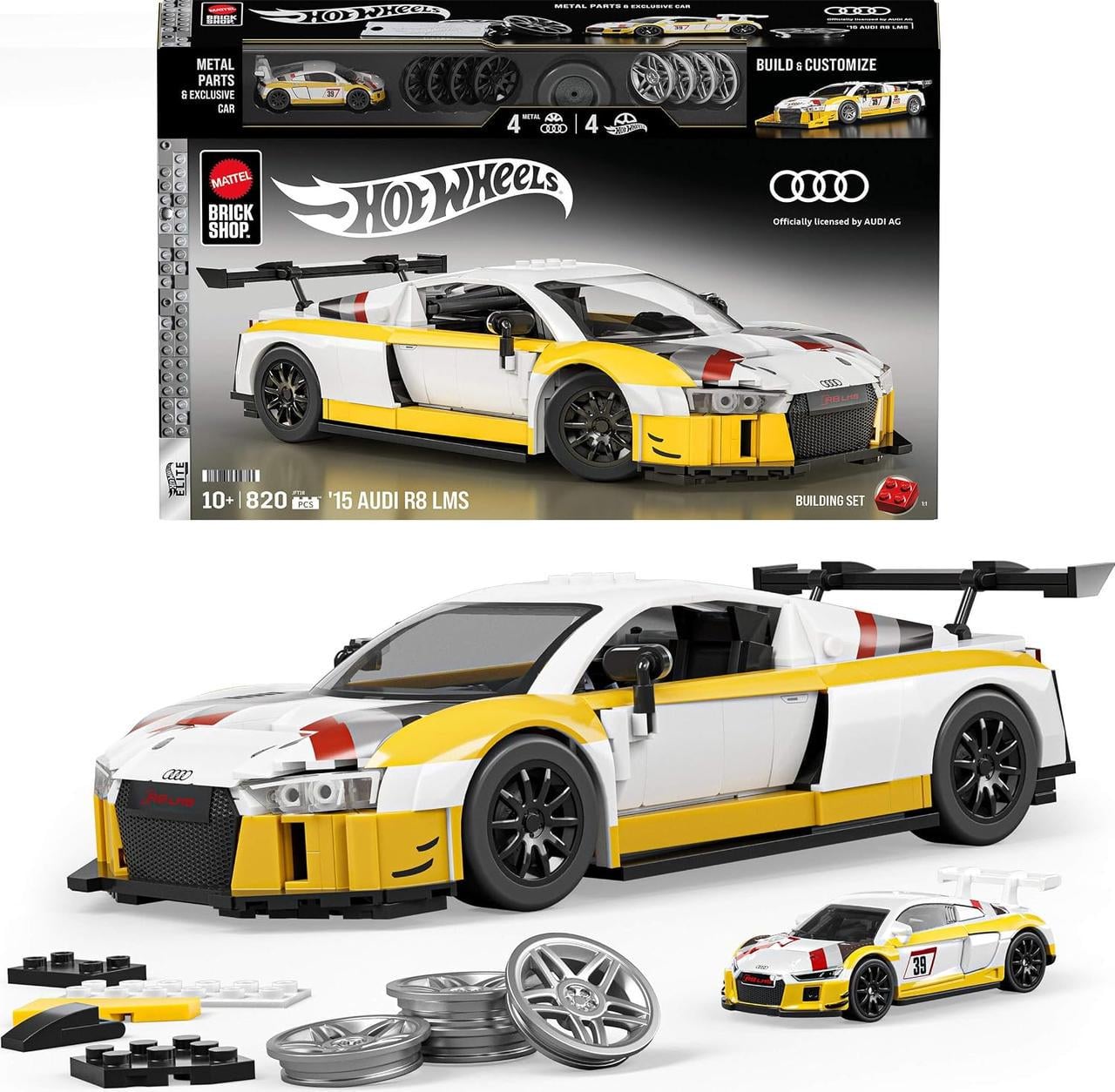 Машинка конструктор Mattel Brick Shop Hot Wheels Elite Series '15 Audi R8 LMS 820 дет. (JFT18)