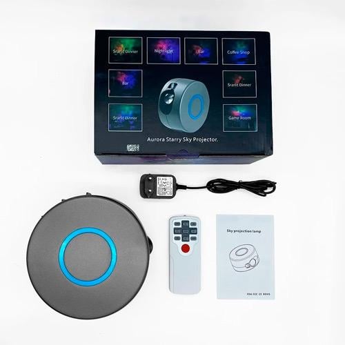 Ночник-проектор звездного неба лазерный Aurora с пультом ДУ Grey (510654) - фото 3