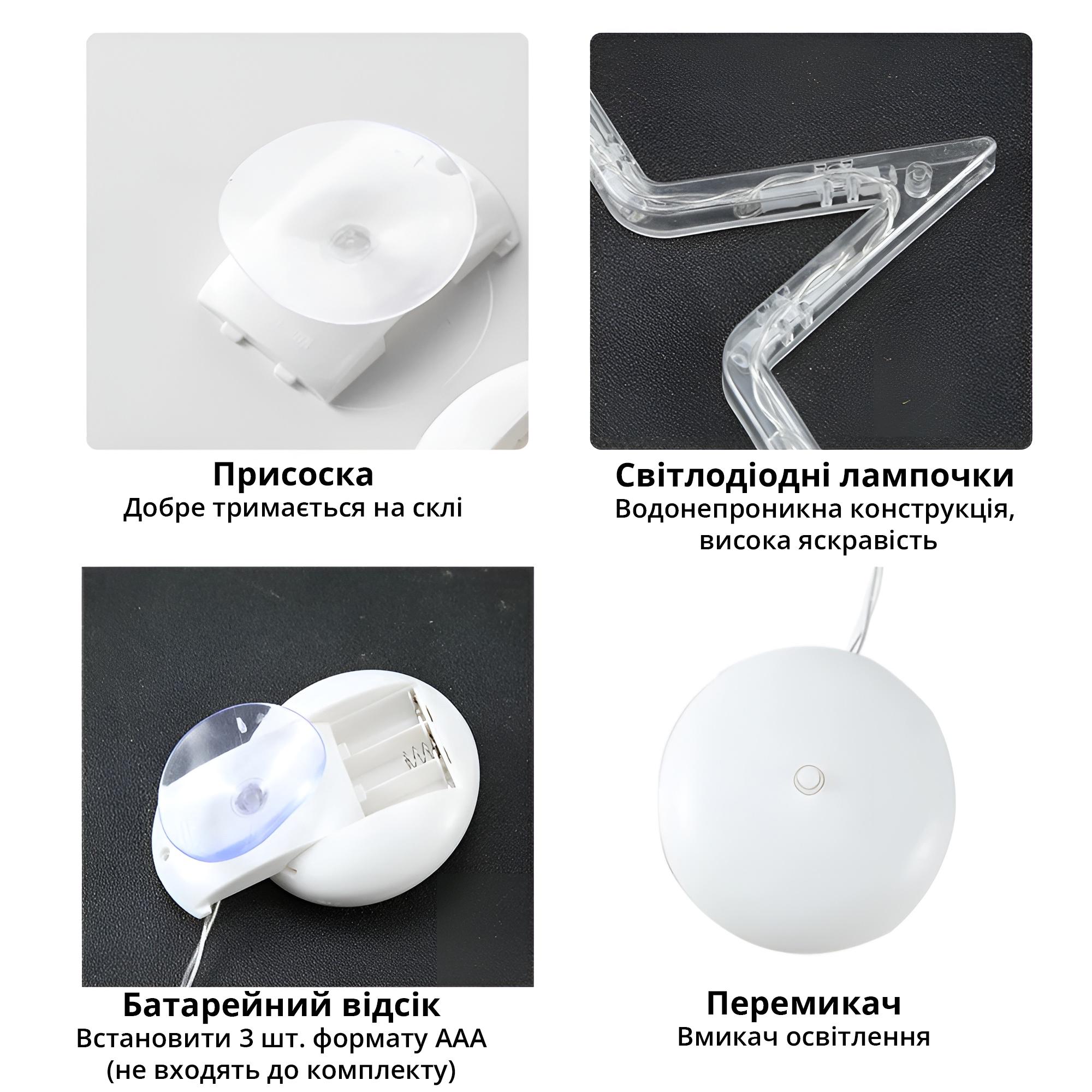 Светодиодная гирлянда ночник Елочка на батарейках для елки/окна теплый свет - фото 3