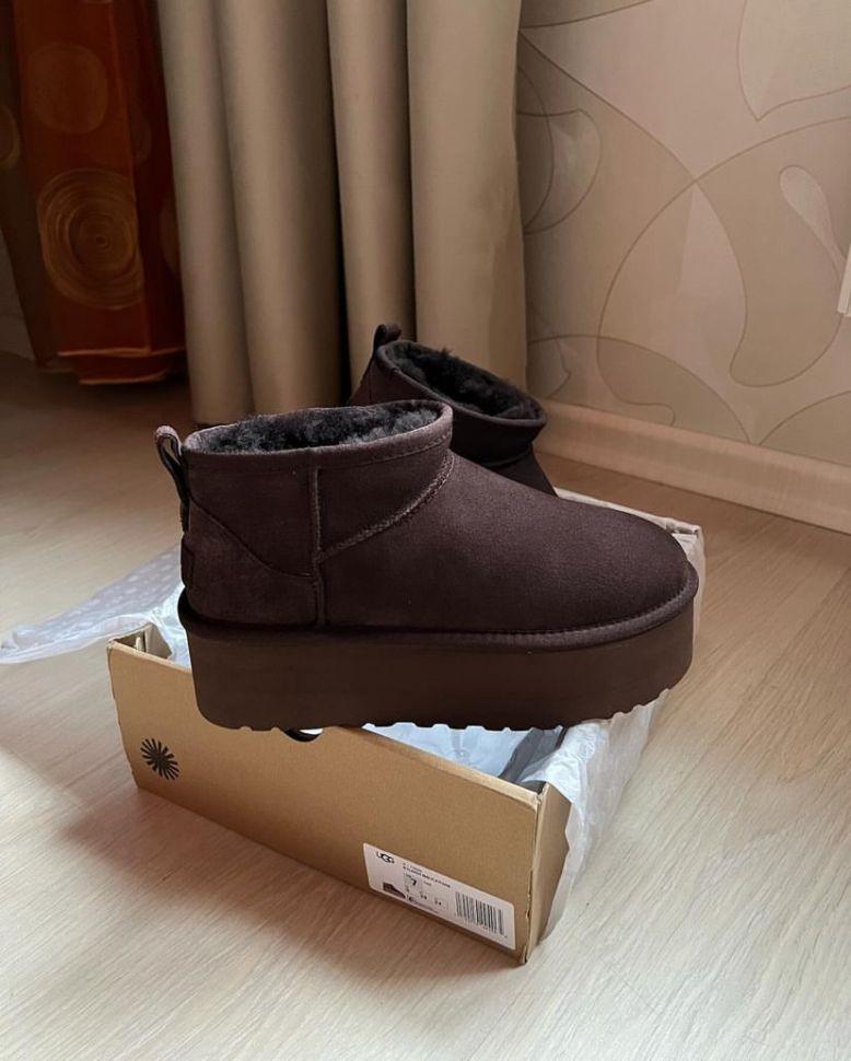 Уги жіночі UGG Ultra Mini Platform Chocolate Suede р. 38 Темно-коричневий (16932) - фото 12