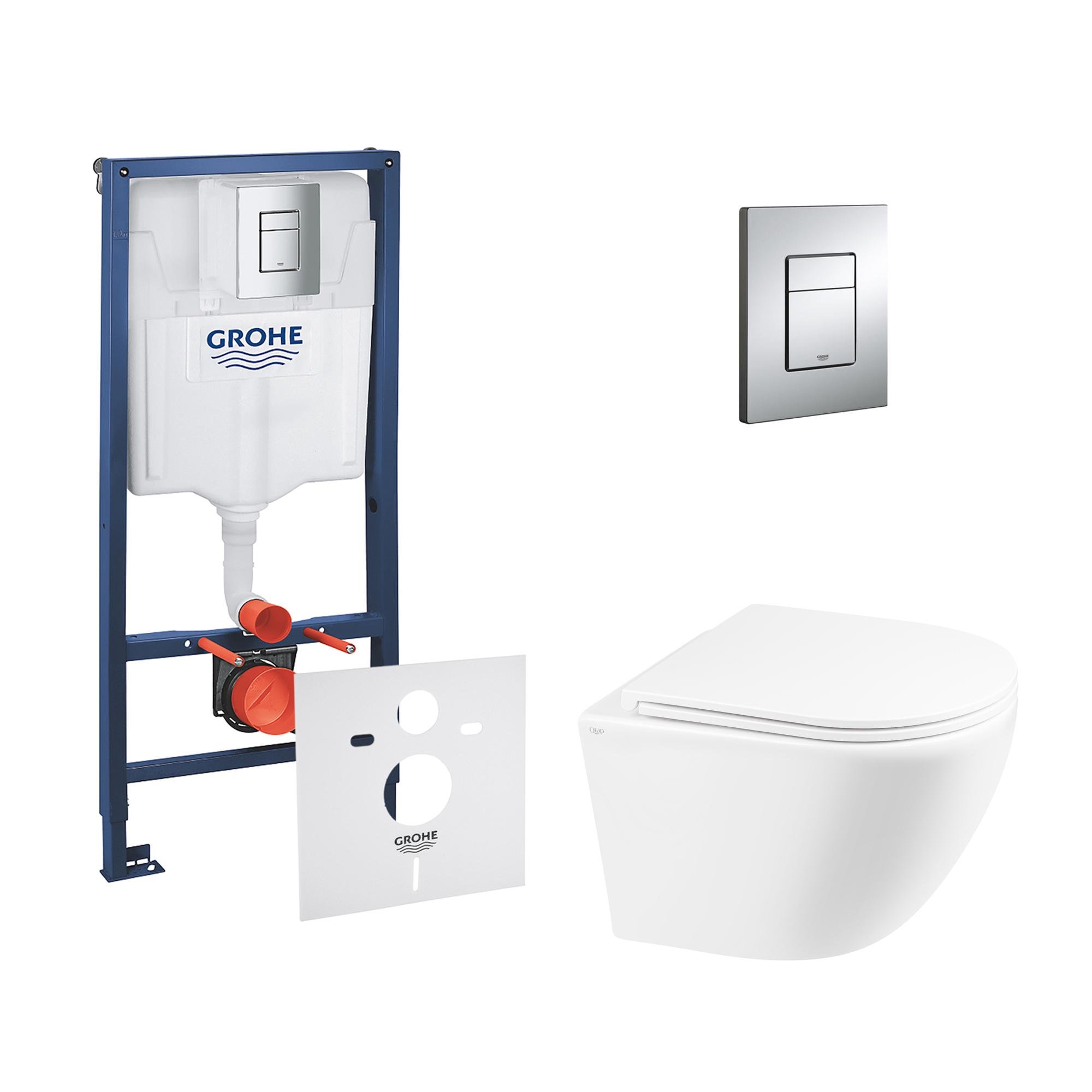Комплект инсталляции Grohe Rapid SL 38772001QT1333046ERW с унитазом кнопка Хром (116308)