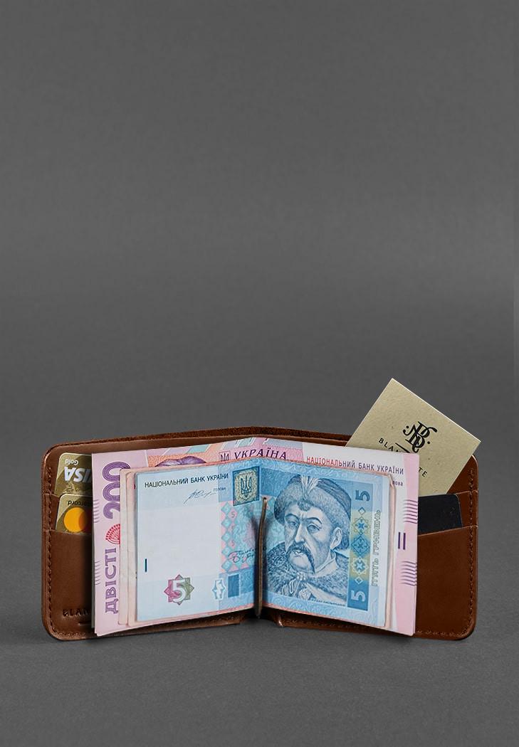 Портмоне кожаное 4.4 с зажимом Светло-коричневый (A-028026) - фото 2 Портмоне кожаное 4.4 с зажимом Светло-коричневый (A-028026) - фото 2