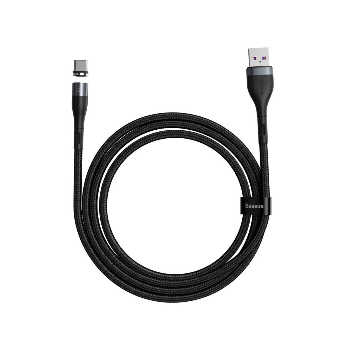 Кабель Baseus Zinc Magnetic Safe Fast Charging Data Cable USB to Type-C 5A 1 м Gray/Black