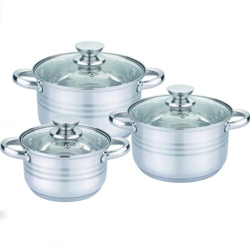 Набір посуду Unique UN-5034 каструлі з нержавіюча сталі з скляними кришками 10 пр. (23793745) - фото 2 Набір посуду Unique UN-5034 каструлі з нержавіюча сталі з скляними кришками 10 пр. (23793745) - фото 2