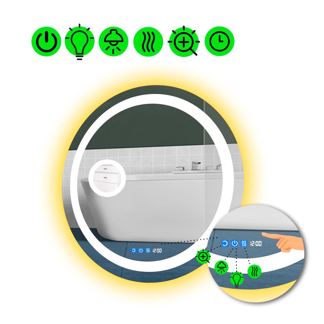 Зеркало с LED подсветкой Amica с тремя сенсорами и линзой с подсветкой 50x50 см (8776165) Зеркало с LED подсветкой Amica с тремя сенсорами и линзой с подсветкой 50x50 см (8776165)