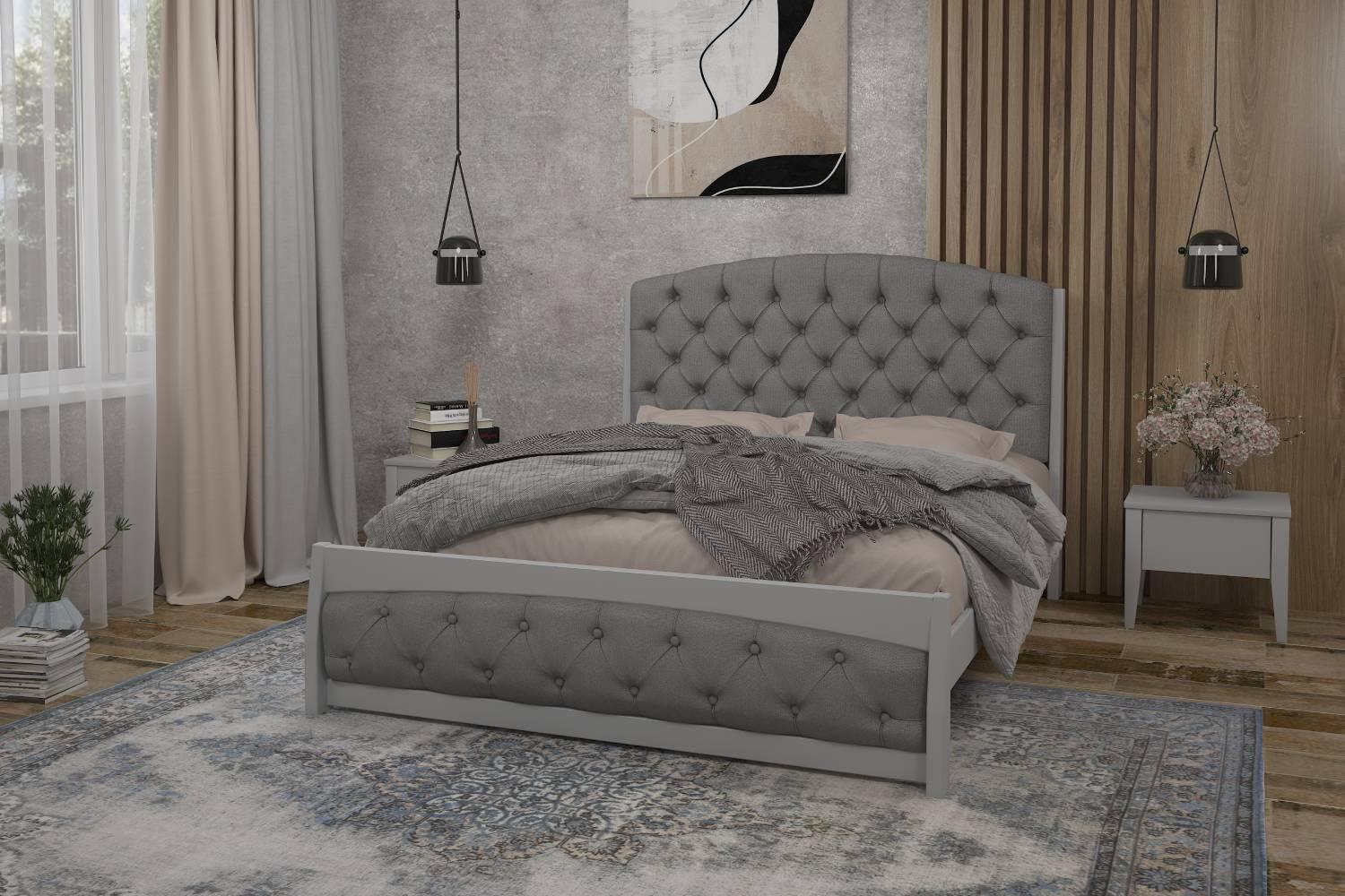 Кровать двуспальная деревянная Mebigrand Мехико 160х200 см RAL 7040 08 Светло-серый/Аляска (MBG-1329) Кровать двуспальная деревянная Mebigrand Мехико 160х200 см RAL 7040 08 Светло-серый/Аляска (MBG-1329)