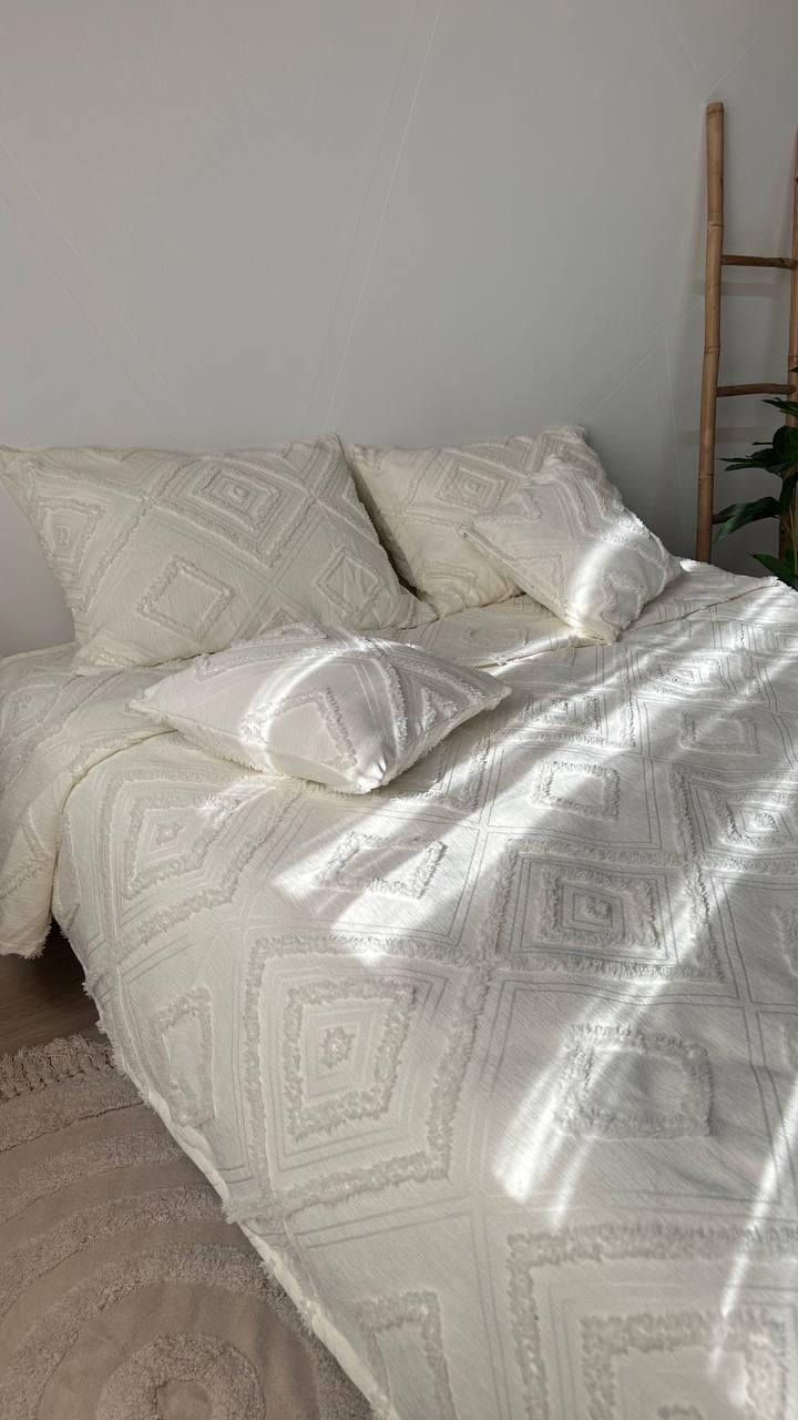 Покрывало Скандинавский большой ромб 140х240 см Молочный - фото 1 Покрывало Скандинавский большой ромб 140х240 см Молочный - фото 1