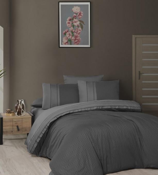 Постельное белье First Choice Chackers Duet Делюкс сатин евро Anthracite/Smoke Постельное белье First Choice Chackers Duet Делюкс сатин евро Anthracite/Smoke