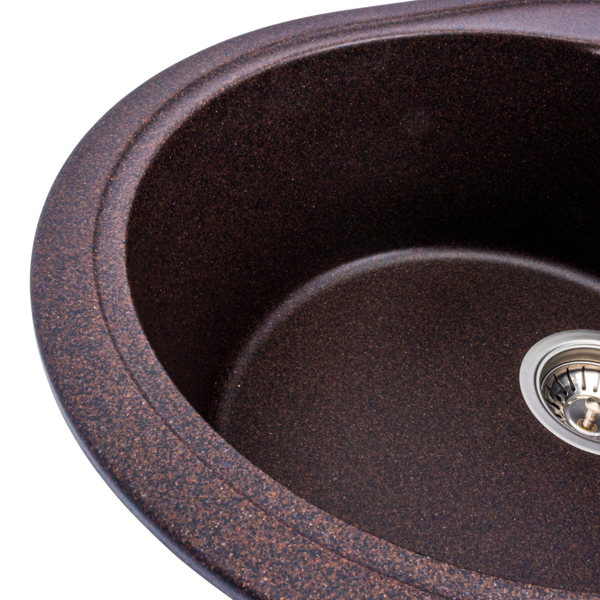 Мийка гранітна для кухні Platinum 5847 ONYX матова Шоколадний - фото 4 Мийка гранітна для кухні Platinum 5847 ONYX матова Шоколадний - фото 4