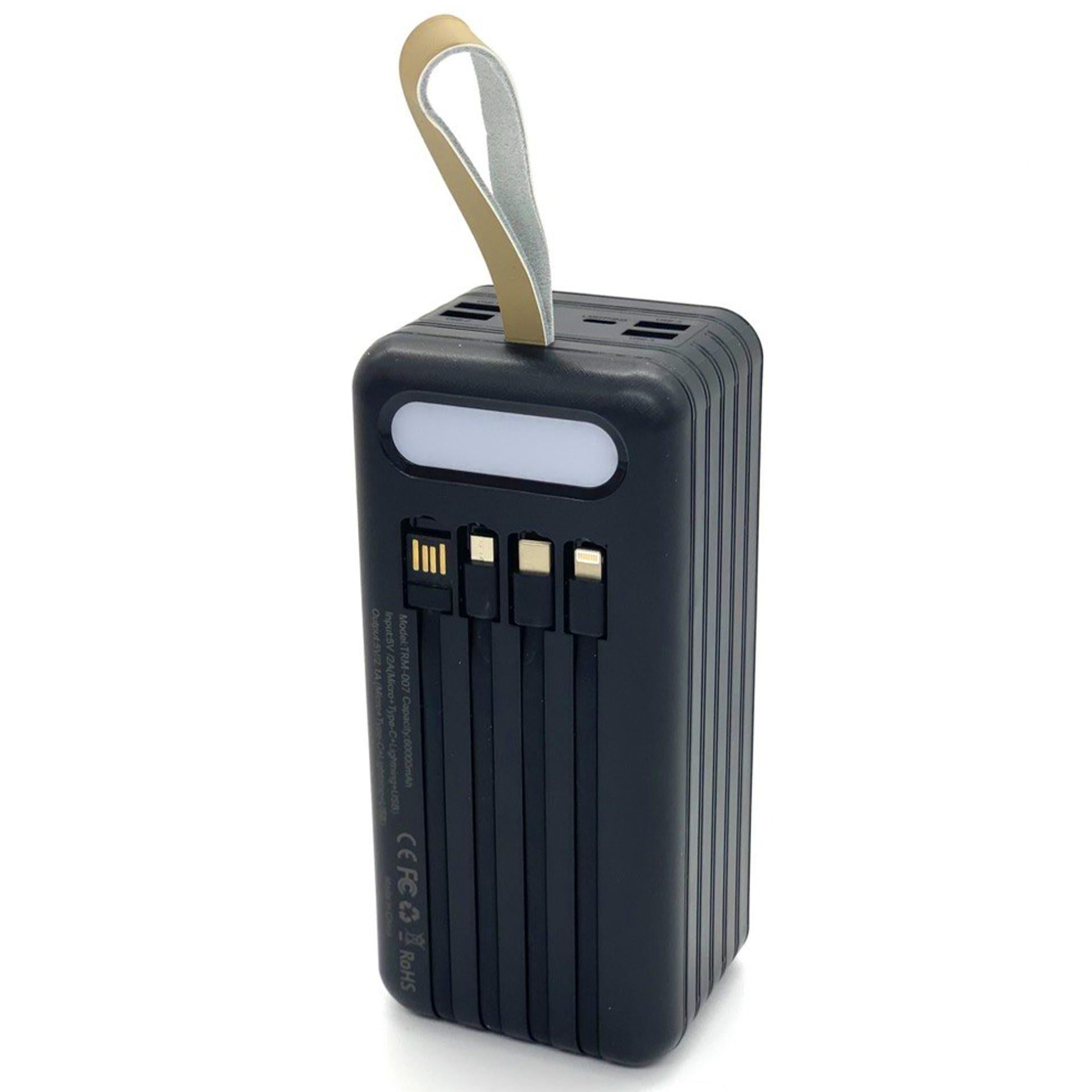 Повербанк Torima 60000 mAh Фонарь TypeC Lightning Micro USB Черный