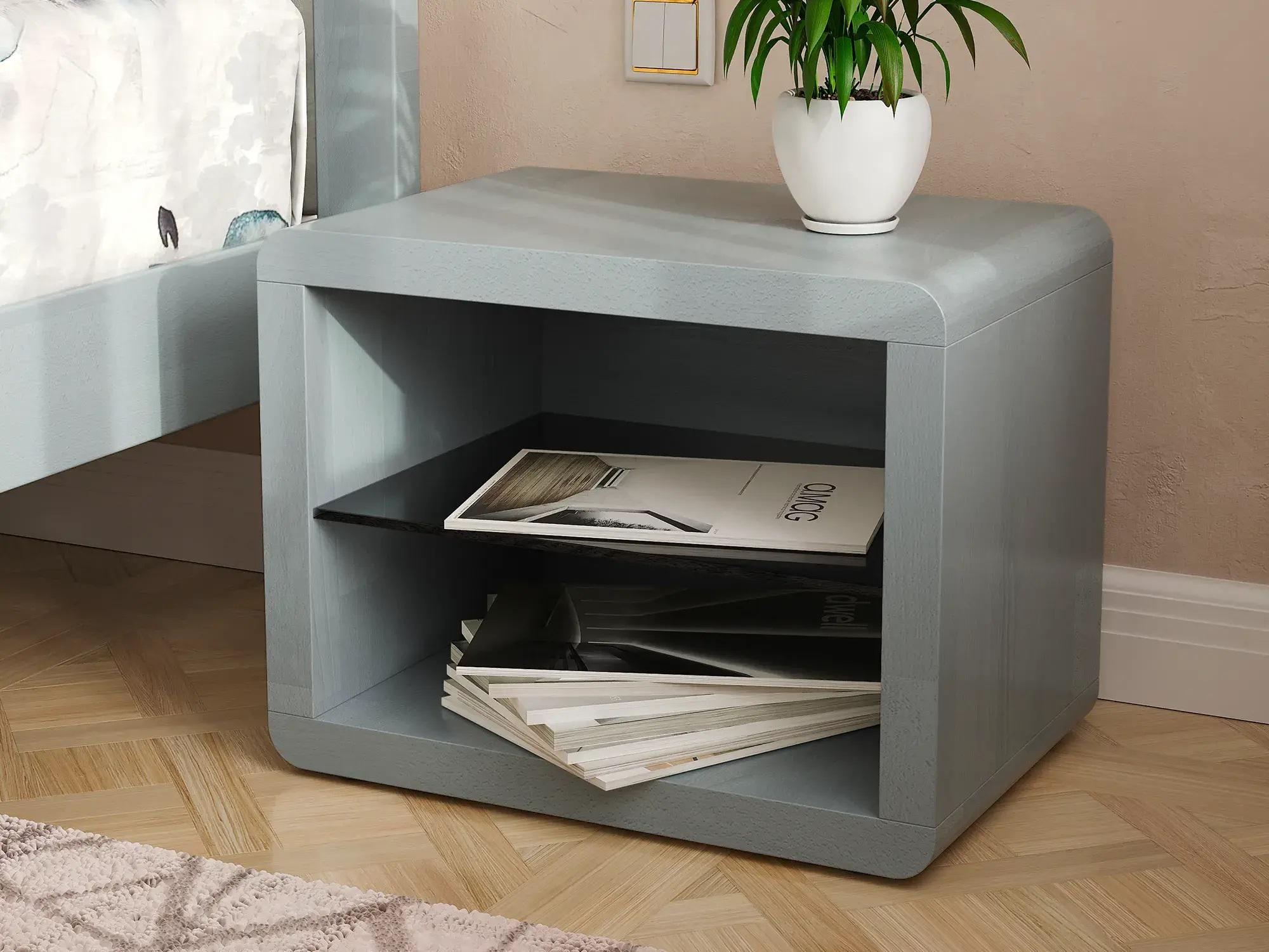 Тумба прикроватная Arbor Drev Глория стекло натуральное дерево бук Серый (51678)