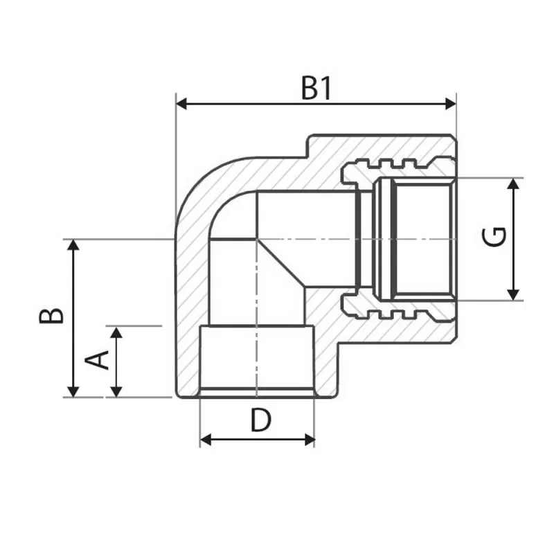 Колено ITAL PP-r с внутренней резьбой 90° 32 мм x 1" (SQ-1046002) - фото 2