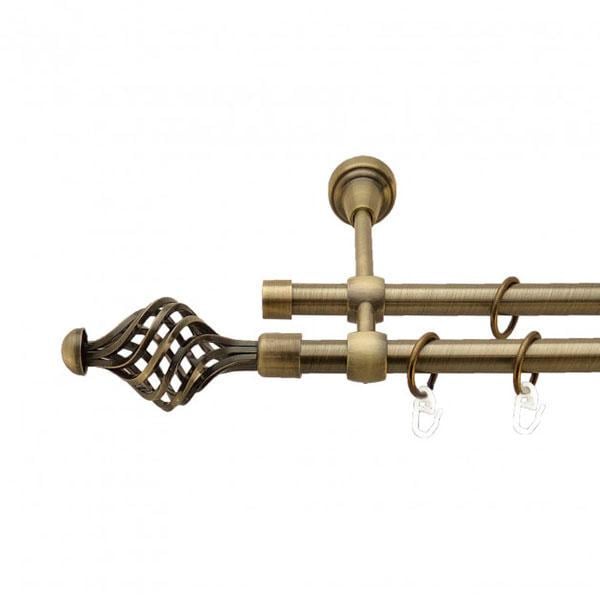 Карниз для штор Orvit Арезо/Навона двухрядный 25/19 мм 240 см Антик (000-5663)