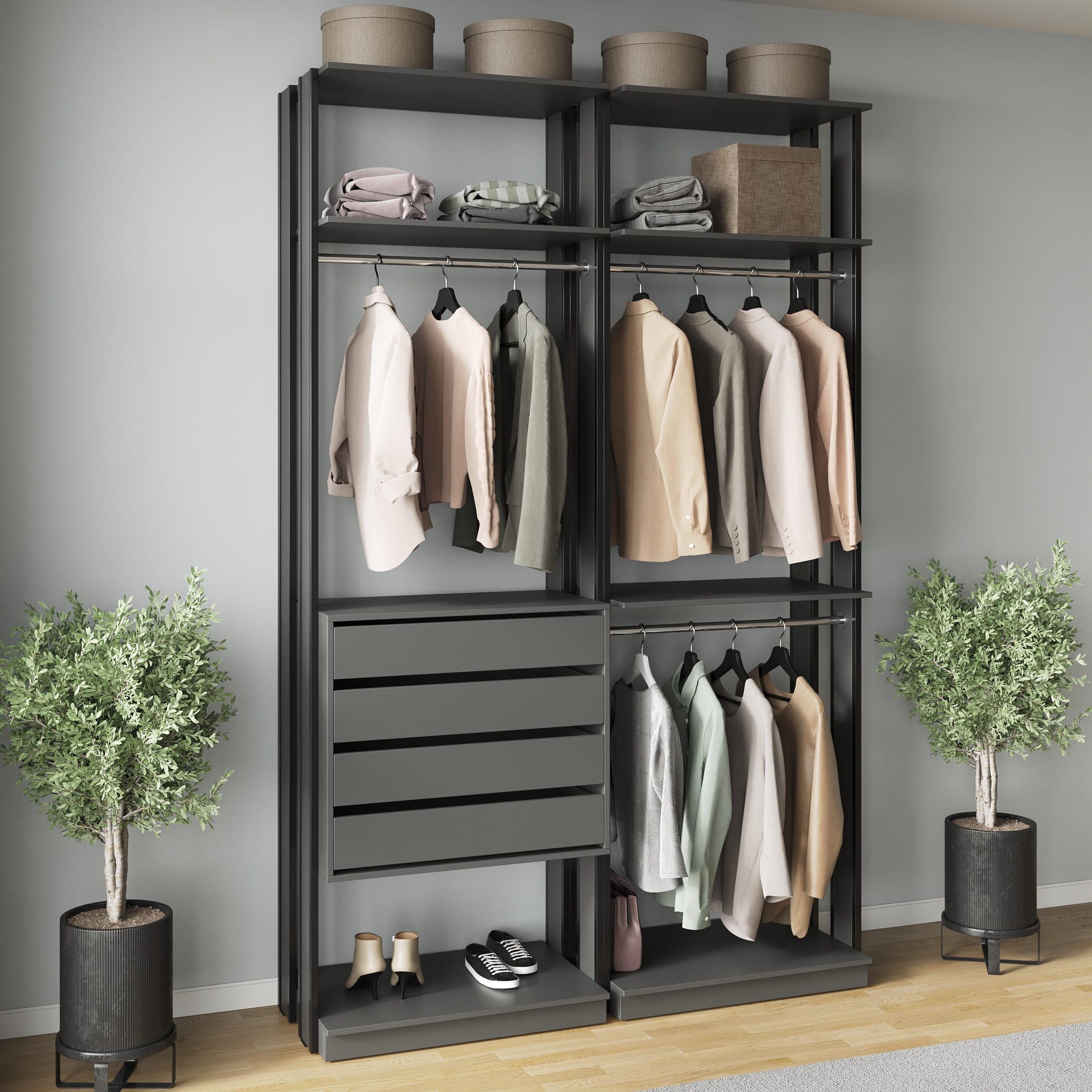 Шкаф гардеробный в стиле лофт с выдвижными ящиками Антрацит (380460)